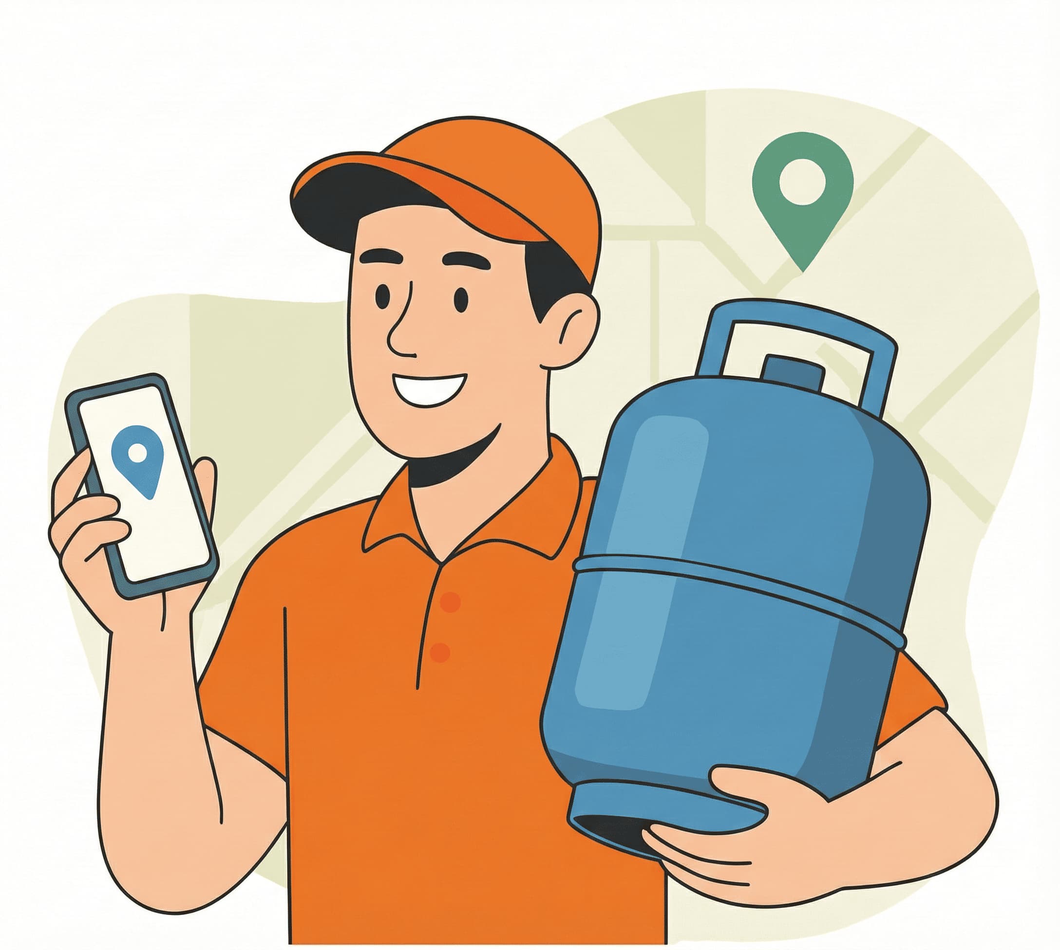 Vendedor local de gás usando a plataforma ouggaaas